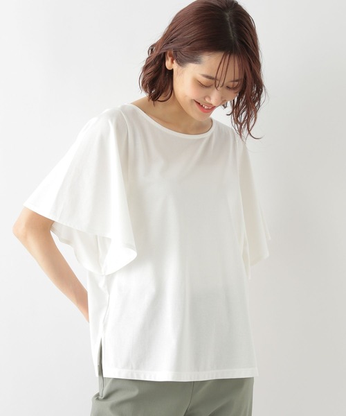 GLOBAL WORK（グローバルワーク）の「快適2WAYフレアスリーブプルオーバー/274457（Tシャツ/カットソー・レディース・ブラック/オフホワイト/スモークピンク/カーキ/グレイッシュブルー/グリーン系その他3・MEDIUM/LARGE）」の2枚目の写真