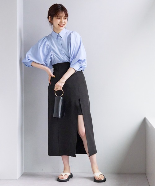 natural couture(ナチュラルクチュール)の「ほど良い肌見せが今年らしい WEB限定サイズ有り/ミニ裏付きハイウエストスリットスカート(スカート・レディース・ピンク/モカ/ブラック/アイボリー・SMALL/MEDIUM)」の14枚目の写真