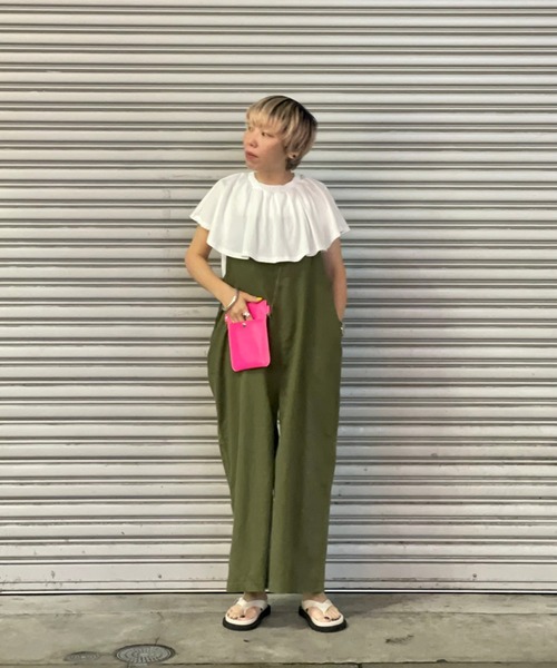 MANASTASH（マナスタッシュ）の「MANASTASH/マナスタッシュ　天竺衿ノースリーブ（タンクトップ・レディース・ホワイト/ブラック・FREE）」の5枚目の写真