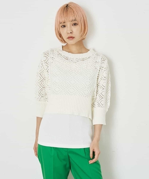 A de a.v.v（アードアー・ヴェ・ヴェ）の「フリルレースニット（ニット/セーター・レディース・パープル/ホワイト・39）」の7枚目の写真