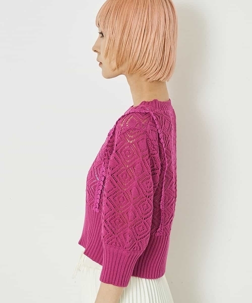 A de a.v.v（アードアー・ヴェ・ヴェ）の「フリルレースニット（ニット/セーター・レディース・パープル/ホワイト・39）」の15枚目の写真