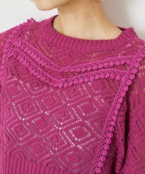 A de a.v.v（アードアー・ヴェ・ヴェ）の「フリルレースニット（ニット/セーター・レディース・パープル/ホワイト・39）」の9枚目の写真