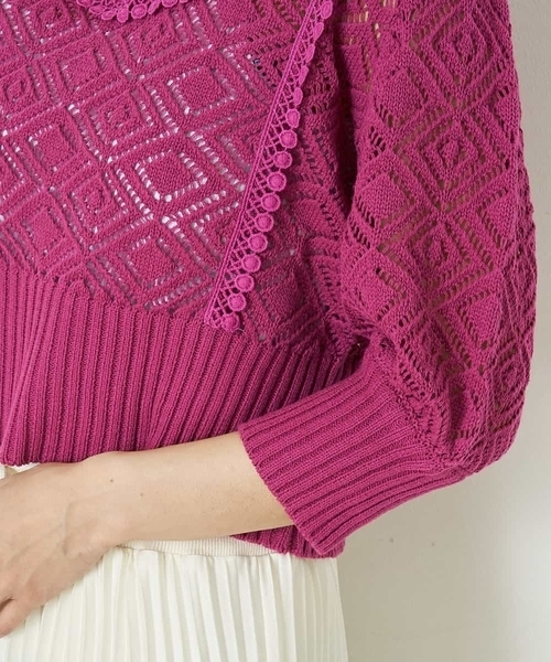 A de a.v.v（アードアー・ヴェ・ヴェ）の「フリルレースニット（ニット/セーター・レディース・パープル/ホワイト・39）」の13枚目の写真