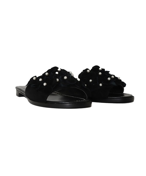 TSURU by Mariko Oikawa（ツルバイマリコオイカワ）の「TSURU by Mariko Oikawa / Amalfi(パールフラワーフラットサンダル)（サンダル・レディース・ブラック/ピンク・35/36/37）」の11枚目の写真