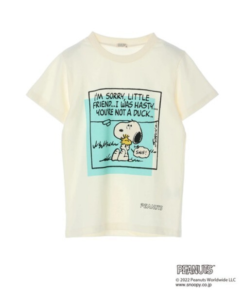 koe（コエ）の「【PEANUTS】スヌーピーTシャツ*（Tシャツ/カットソー・キッズ・ホワイト/ブラウン/オフホワイト/カーキ/イエロー/グレイッシュベージュ・100/110/120/130）」の2枚目の写真
