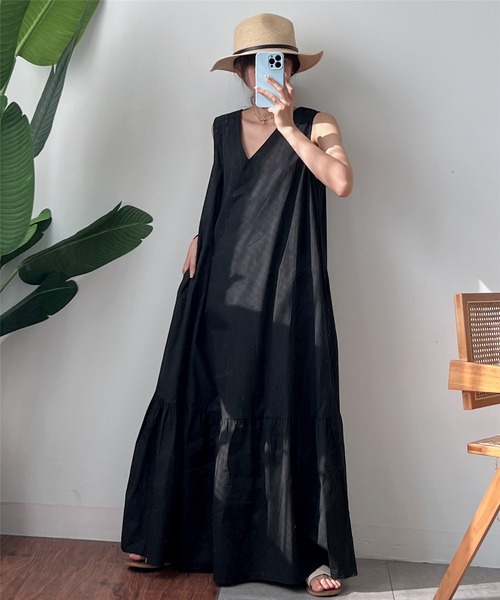 美品 メゾンマルジェラ 上質 ノースリーブドレス フレアワンピース