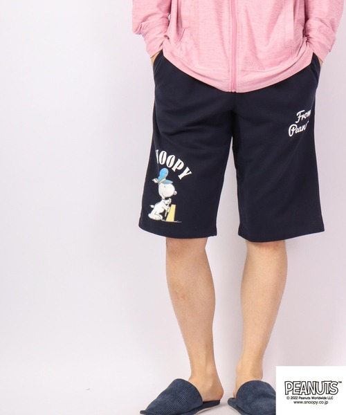 PEANUTS(ピーナッツ)の「PEANUTS スヌーピー 裏毛 スウェット ハーフパンツ(その他パンツ・メンズ・ネイビー/チャコール/杢グレー/スモークピンク/グレイッシュブルー/オートミール・M/L/LL)」の4枚目の写真