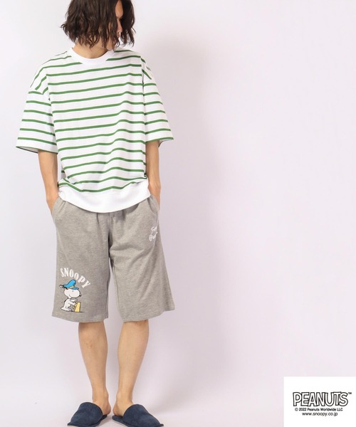 PEANUTS(ピーナッツ)の「PEANUTS スヌーピー 裏毛 スウェット ハーフパンツ(その他パンツ・メンズ・ネイビー/チャコール/杢グレー/スモークピンク/グレイッシュブルー/オートミール・M/L/LL)」の12枚目の写真