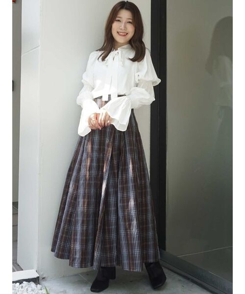 ♡ MIU MIU グレー チェック プリーツスカート レースフリル付き