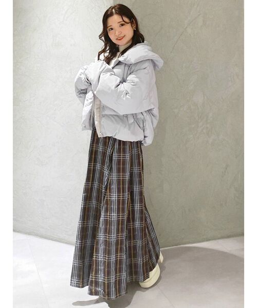 MERCURYDUO（マーキュリーデュオ）の「メモリータフタバックレースアップチェックスカート（スカート・レディース・ダークブラウン/ベージュ・SMALL/MEDIUM）」の17枚目の写真