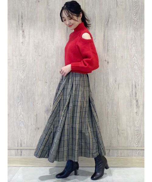 MERCURYDUO（マーキュリーデュオ）の「メモリータフタバックレースアップチェックスカート（スカート・レディース・ダークブラウン/ベージュ・SMALL/MEDIUM）」の18枚目の写真