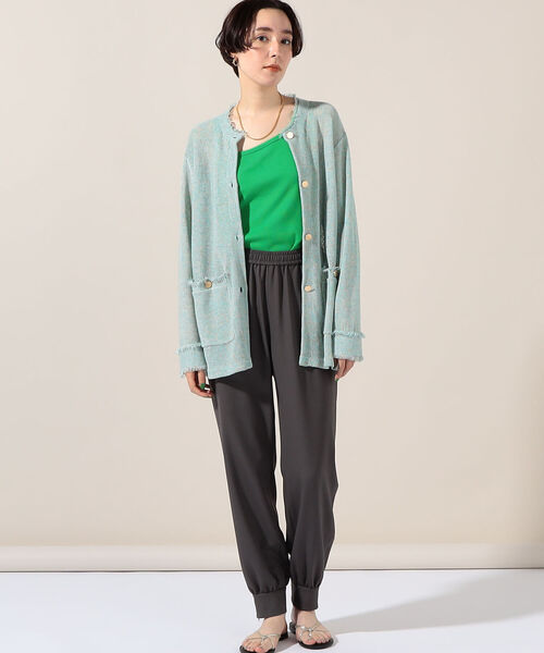 Rie Miller(リエミラー)の「ギマ加工フリンジニットジャケット(カーディガン/ボレロ・レディース・ベージュ系その他3/ブルー系その他3・38)」の15枚目の写真
