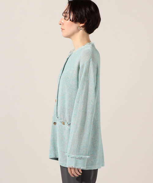 Rie Miller(リエミラー)の「ギマ加工フリンジニットジャケット(カーディガン/ボレロ・レディース・ベージュ系その他3/ブルー系その他3・38)」の10枚目の写真