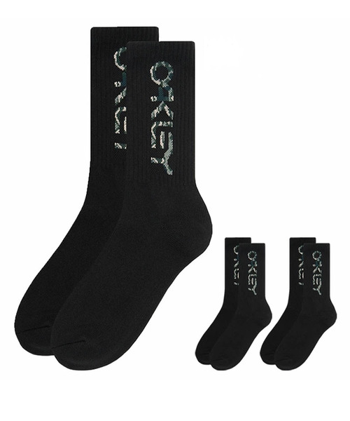 OAKLEY(オークリー)の「OAKLEY/オークリー ソックス B1Bロゴ 3足セット FOS900277(ソックス/靴下・メンズ・ホワイト×グリーン/ブラック×グリーン・M/L)」の2枚目の写真