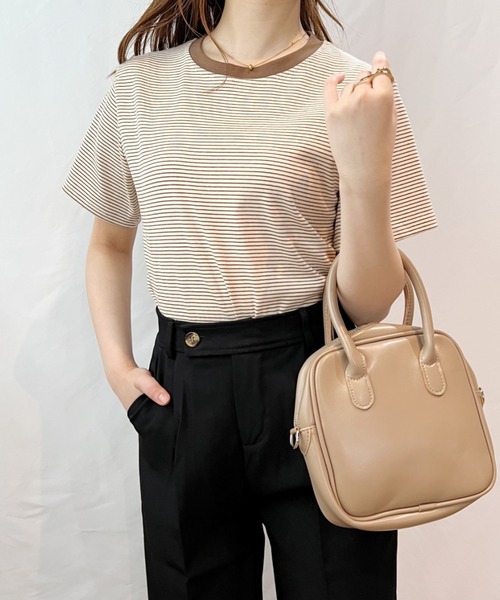 CLEA(クレア)の「配色ボーダーリンガーTシャツ(Tシャツ/カットソー・レディース・ブラウン/ホワイト/オリーブ/ブラック・FREE)」の22枚目の写真