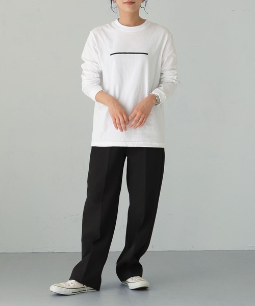 HER CLOSET(ハークローゼット)の「【HER CLOSET】WEB限定 オリジナルラインシンプルロゴロンT WEB LIMITED ORIGINAL LINE SIMPLE LOGO LONG TEE(Tシャツ/カットソー・レディース・ブラック/ホワイト・S/M/L)」の8枚目の写真