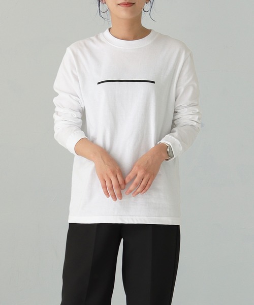 HER CLOSET(ハークローゼット)の「【HER CLOSET】WEB限定 オリジナルラインシンプルロゴロンT WEB LIMITED ORIGINAL LINE SIMPLE LOGO LONG TEE(Tシャツ/カットソー・レディース・ブラック/ホワイト・S/M/L)」の6枚目の写真