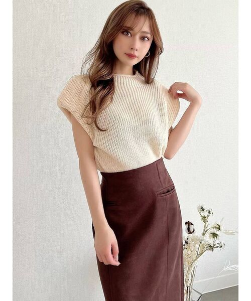 RESEXXY(リゼクシー)の「フレンチスリーブタートルニットトップス(ニット/セーター・レディース・ブラック/ピンク/アイボリー/マスタード・FREE)」の10枚目の写真