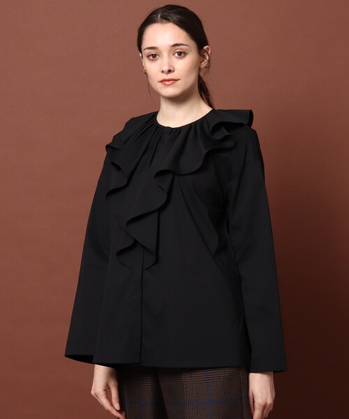 美品 ドレステリア 定価2万円 ラッフルカラーブラウス ブラック DRESSTERIOR（ドレステリア）の「◇ラッフルカラーブラウス
