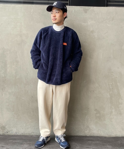 UNIVERSAL OVERALL（ユニバーサルオーバーオール）の「【FINEBOYS 2月号掲載】[UNIVERSAL OVERALL/ユニバーサルオーバーオール] 別注 クルーネックボアフリースプルオーバー（スウェット・レディース・ネイビー/アイボリー/グレイッシュベージュ・M/L/XL）」の10枚目の写真