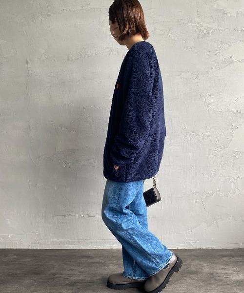 UNIVERSAL OVERALL（ユニバーサルオーバーオール）の「【FINEBOYS 2月号掲載】[UNIVERSAL OVERALL/ユニバーサルオーバーオール] 別注 クルーネックボアフリースプルオーバー（スウェット・レディース・ネイビー/アイボリー/グレイッシュベージュ・M/L/XL）」の9枚目の写真