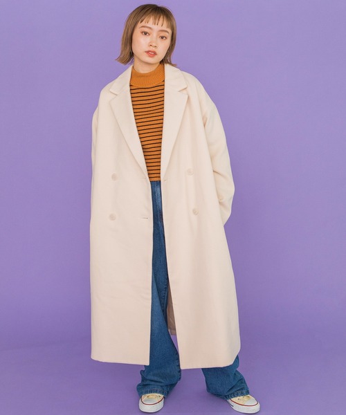 w closet（ダブルクローゼット）の「ロングチェスターコート（チェスターコート・レディース・アイボリー/グレイッシュベージュ/ダークブラウン系・FREE）」の17枚目の写真