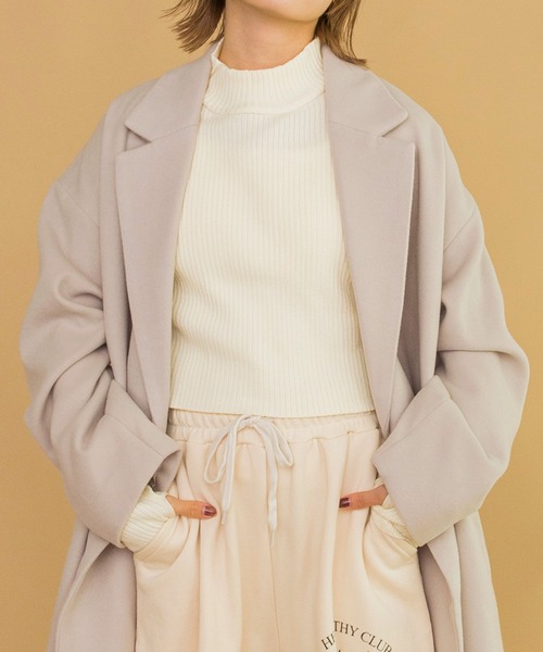 w closet（ダブルクローゼット）の「ロングチェスターコート（チェスターコート・レディース・アイボリー/グレイッシュベージュ/ダークブラウン系・FREE）」の13枚目の写真