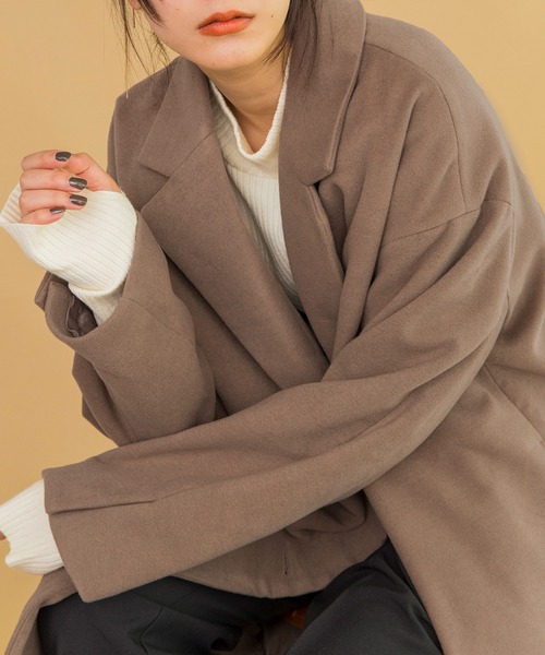 w closet（ダブルクローゼット）の「ロングチェスターコート（チェスターコート・レディース・アイボリー/グレイッシュベージュ/ダークブラウン系・FREE）」の10枚目の写真