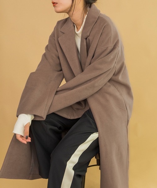 w closet（ダブルクローゼット）の「ロングチェスターコート（チェスターコート・レディース・アイボリー/グレイッシュベージュ/ダークブラウン系・FREE）」の15枚目の写真