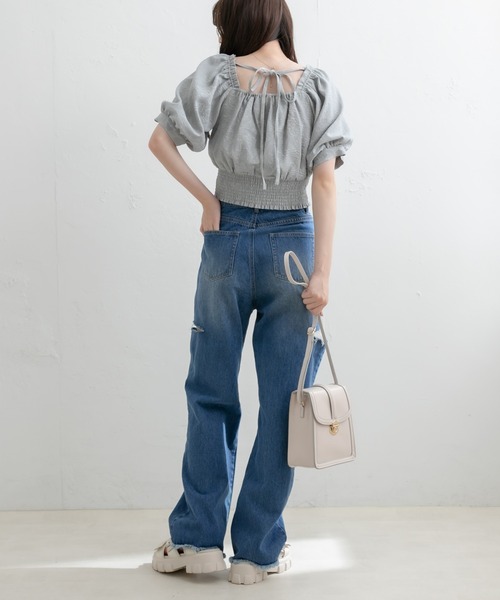 OLIVE des OLIVE（オリーブデオリーブ）の「ダメージデニムパンツ（デニムパンツ・レディース・サックスブルー/ワンウォッシュ・SMALL/MEDIUM）」の18枚目の写真