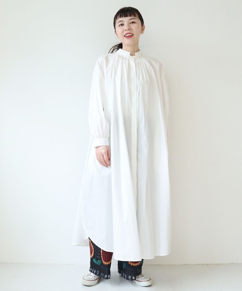 l'atelier du savon（アトリエドサボン）の「C/タイプライター　グラッドストーンカラー シャツワンピース（シャツワンピース・レディース・ホワイト/ブラック・FREE）」の9枚目の写真