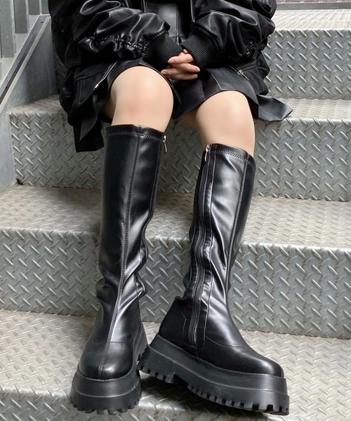 Figments(フィグメンツ)の「フィットロングブーツ(ブーツ・レディース・ブラック・SMALL/MEDIUM)」の1枚目の写真