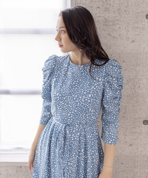 ヌキテパ　ボイルギャザースリーブワンピース　ブルー NE QUITTEZ PAS!（ヌキテパ）の「【別注】ne Quittez pas