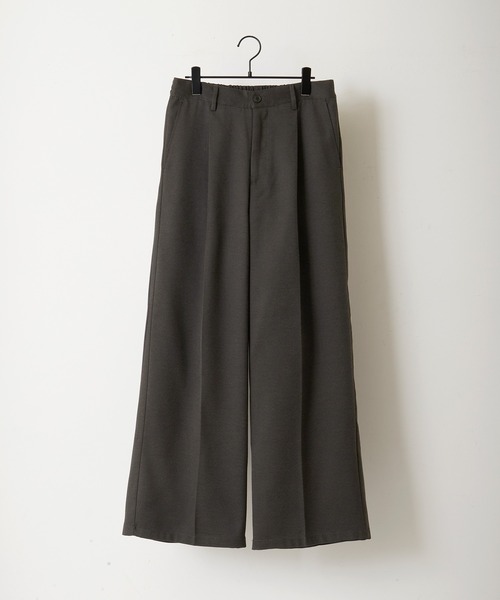 EMMA CLOTHES（エマクローズ）の「TRカルゼ ストレート 1タック センタープレス ワイドパンツ EMMA CLOTHES（スラックス・メンズ・グレー系/キャメル/ダークグリーン/アイボリー/オリーブ・S/M/L）」の15枚目の写真