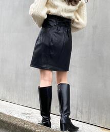INGNI | BACKレースUPフェイクレザーミニスカート(スカート)