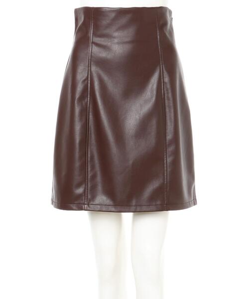 INGNI（イング）の「BACKレースUPフェイクレザーミニスカート（スカート・レディース・ブラウン/ブラック/アイボリー・FREE）」の4枚目の写真