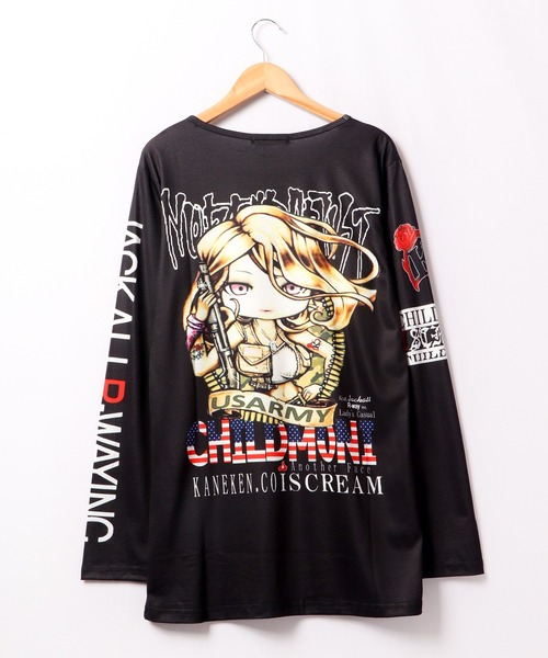 BLACK JACKALL CROWN(ブラックジャッカルクラウン)の「BLACK JACKALL CROWN T/C天竺 サブリメーション プリント ロングTシャツ ロンT(Tシャツ/カットソー・レディース・ホワイト/ブラック・FREE)」の15枚目の写真