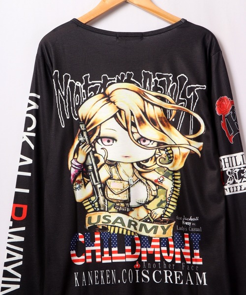 BLACK JACKALL CROWN(ブラックジャッカルクラウン)の「BLACK JACKALL CROWN T/C天竺 サブリメーション プリント ロングTシャツ ロンT(Tシャツ/カットソー・レディース・ホワイト/ブラック・FREE)」の16枚目の写真