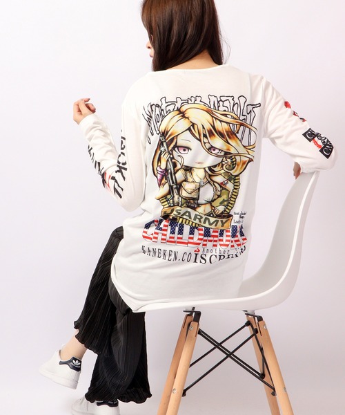 BLACK JACKALL CROWN(ブラックジャッカルクラウン)の「BLACK JACKALL CROWN T/C天竺 サブリメーション プリント ロングTシャツ ロンT(Tシャツ/カットソー・レディース・ホワイト/ブラック・FREE)」の13枚目の写真
