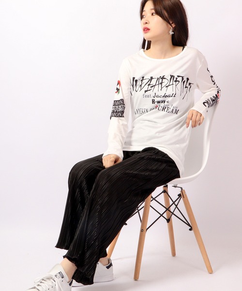BLACK JACKALL CROWN(ブラックジャッカルクラウン)の「BLACK JACKALL CROWN T/C天竺 サブリメーション プリント ロングTシャツ ロンT(Tシャツ/カットソー・レディース・ホワイト/ブラック・FREE)」の14枚目の写真