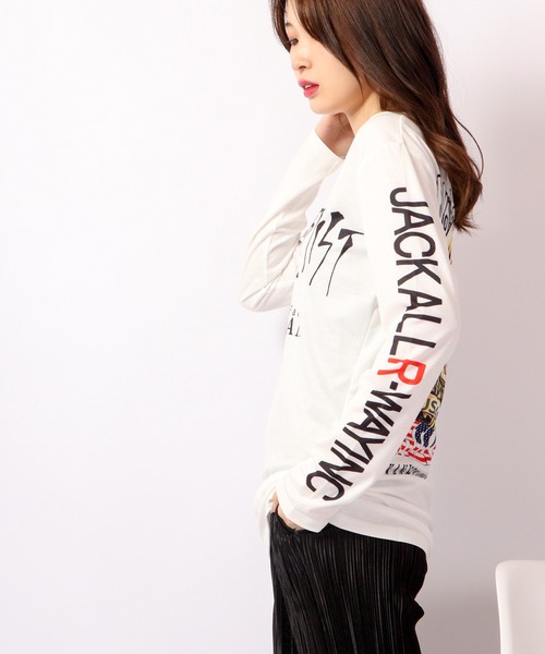 BLACK JACKALL CROWN(ブラックジャッカルクラウン)の「BLACK JACKALL CROWN T/C天竺 サブリメーション プリント ロングTシャツ ロンT(Tシャツ/カットソー・レディース・ホワイト/ブラック・FREE)」の12枚目の写真