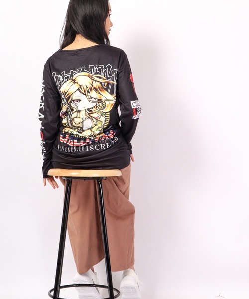 BLACK JACKALL CROWN(ブラックジャッカルクラウン)の「BLACK JACKALL CROWN T/C天竺 サブリメーション プリント ロングTシャツ ロンT(Tシャツ/カットソー・レディース・ホワイト/ブラック・FREE)」の8枚目の写真