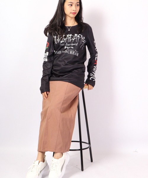 BLACK JACKALL CROWN(ブラックジャッカルクラウン)の「BLACK JACKALL CROWN T/C天竺 サブリメーション プリント ロングTシャツ ロンT(Tシャツ/カットソー・レディース・ホワイト/ブラック・FREE)」の7枚目の写真