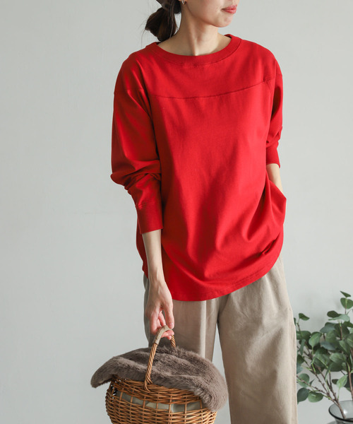 URBAN RESEARCH DOORS(アーバンリサーチドアーズ)の「USAコットンフットボールTシャツ(Tシャツ/カットソー・レディース・オフホワイト/モカ/レッド・MEDIUM)」の3枚目の写真