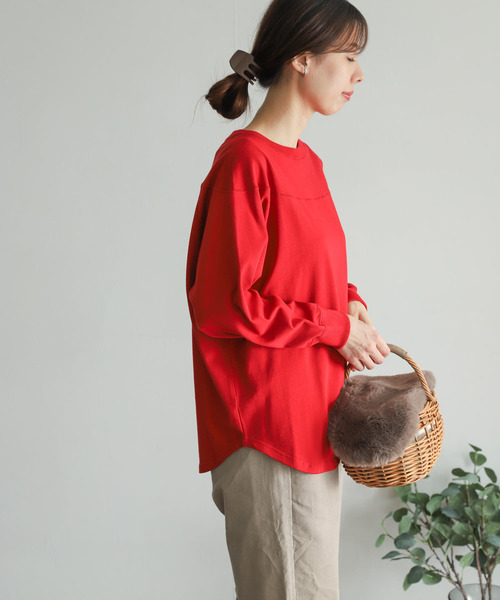 URBAN RESEARCH DOORS(アーバンリサーチドアーズ)の「USAコットンフットボールTシャツ(Tシャツ/カットソー・レディース・オフホワイト/モカ/レッド・MEDIUM)」の17枚目の写真