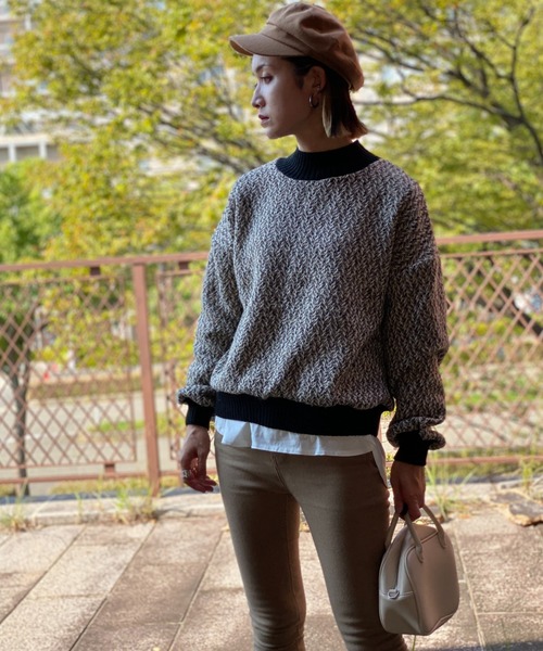 deux amour(ドゥーザムール)の「MIXツイードニットプルオーバー(その他トップス・レディース・ベージュ/ワインレッド・MEDIUM)」の12枚目の写真