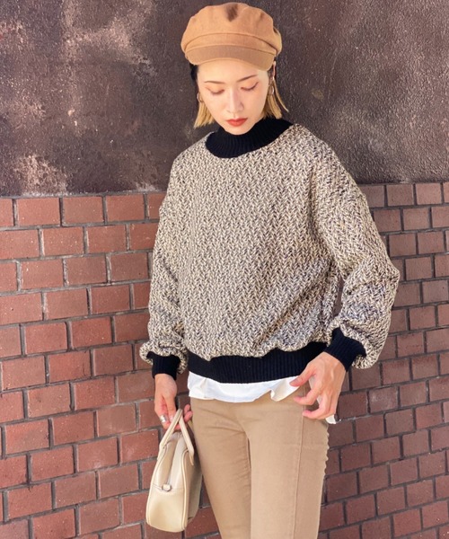 deux amour(ドゥーザムール)の「MIXツイードニットプルオーバー(その他トップス・レディース・ベージュ/ワインレッド・MEDIUM)」の7枚目の写真