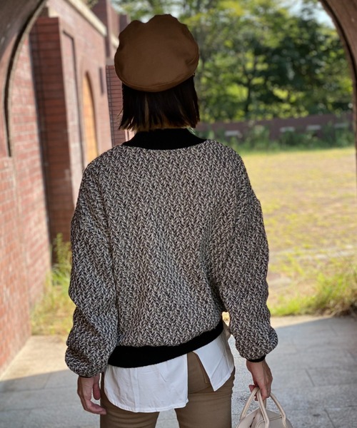 deux amour(ドゥーザムール)の「MIXツイードニットプルオーバー(その他トップス・レディース・ベージュ/ワインレッド・MEDIUM)」の19枚目の写真