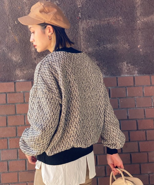 deux amour(ドゥーザムール)の「MIXツイードニットプルオーバー(その他トップス・レディース・ベージュ/ワインレッド・MEDIUM)」の16枚目の写真