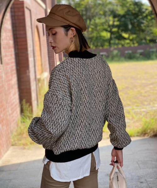 deux amour(ドゥーザムール)の「MIXツイードニットプルオーバー(その他トップス・レディース・ベージュ/ワインレッド・MEDIUM)」の18枚目の写真